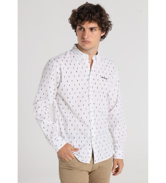 Lois Jeans para hombre. 145723083 Camisa con mini estampado blanco (XXL), Casual, Algodón, Manga larga