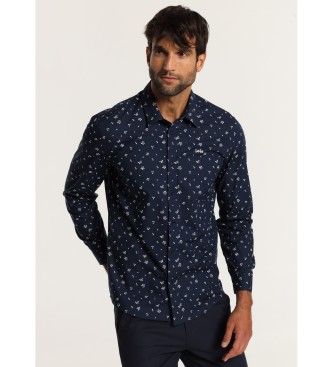 Lois Jeans para hombre. 145323840 Camisa de manga larga con mini estampado marino (XL), Casual, Algodón
