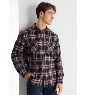 Lois Jeans para hombre. 145543944 Camisa de manga larga estampado a cuadros con bolsillos plastron marino (S), Casual, Algodón