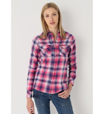 Lois Jeans para mujer. 431182646 Camisa de manga larga tejido viscosa estampado a cuadros rojo (XS), Casual, Rosa, Algodón