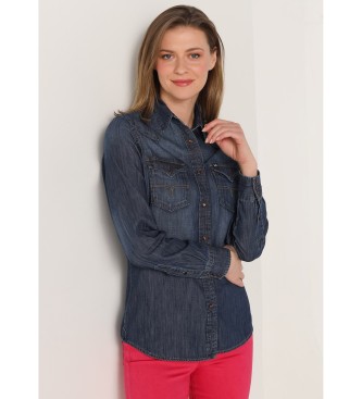 Lois Jeans para mujer. 431182313 Camisa denim tejana marino (XS), Casual, Algodón, Manga larga