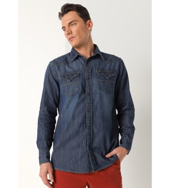 Lois Jeans para hombre. 144963313 Camisa tejana marino (M), Casual, Algodón, Manga larga