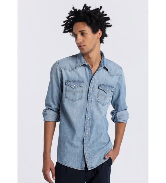 Lois Jeans para hombre. 144963313 Camisa tejana de manga larga azul (XXL), Casual, Algodón, Denim, Manga corta