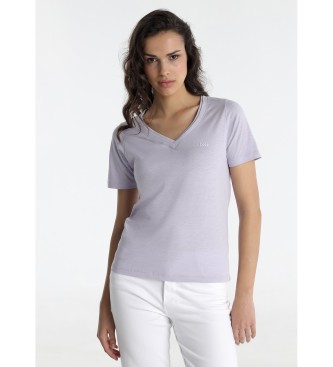 Imagen Lois Jeans para mujer. 422652498 Camiseta de manga corta lila (M), Casual, Algodón
