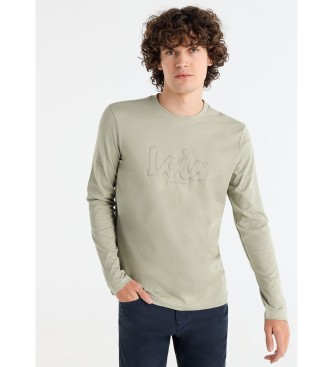 Lois Jeans para hombre. 157023178 Camiseta básica de manga larga puff print verde (L), Casual, Algodón