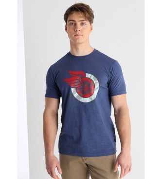 Lois Jeans para hombre. 157903962 Camiseta de manga corta con gráfica tricolor azul (M), Casual, Algodón