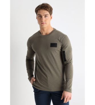 Lois Jeans para hombre. 157933978 Camiseta de manga larga con cremallera verde (XXL), Casual, Algodón