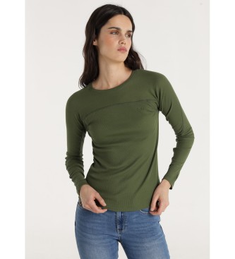 Lois Jeans para mujer. 423382848 Camiseta Tamara Jakob verde (XL), Casual, Algodón, Manga larga