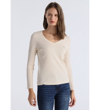 Lois Jeans para mujer. 423452901 Camiseta Sydra Kaia beige (L), Casual, Algodón, Manga larga