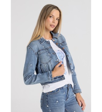 Lois Jeans para mujer. 470852641 Cazadora Tejana bordado freedom azul (S), Casual, Algodón, Denim