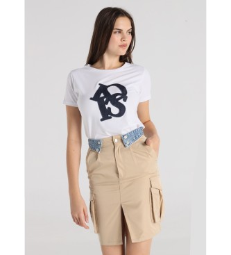 Lois Jeans para mujer. 411552712 Falda Cintura alta con pinzas cintura smocking beige (33), Casual, Poliéster