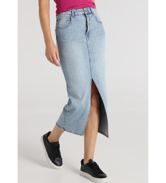 Lois Jeans para mujer. 411572643 Falda Tejana larga con apertura delantera azul (28), Casual, Algodón, Denim