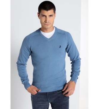 Lois Jeans para hombre. 171473125 LOIS JEANS - Jersey basico de cuello pico con bordado toro azul (S), Casual, Algodón, Manga larga