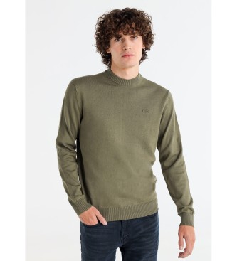 Lois Jeans para hombre. 176693125 Jersey básico bordado cuello mock verde (XXL), Casual, Algodón, Manga larga