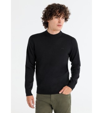 Lois Jeans para hombre. 176693125 Jersey básico bordado cuello mock negro (XXL), Casual, Algodón, Manga larga