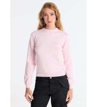 Lois Jeans para mujer. 453112669 Jersey básico con logo rosa (XS), Casual, Algodón, Manga larga