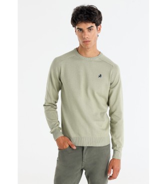 Lois Jeans para hombre. 171483125 Jersey básico de punto verde (S), Casual, Algodón, Manga larga