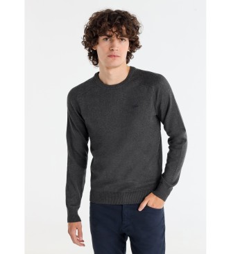 Lois Jeans para hombre. 171483125 Jersey básico de punto gris (M), Casual, Algodón, Manga larga
