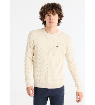 Lois Jeans para hombre. 176663948 Jersey punto cable beige (XL), Casual, Algodón, Manga larga