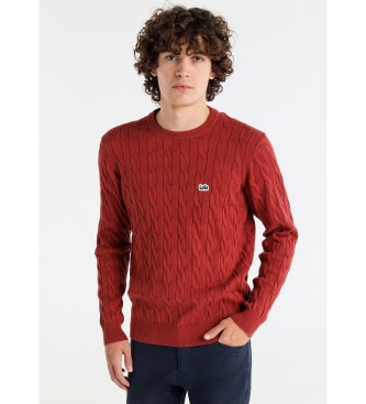 Lois Jeans para hombre. 176663948 Jersey punto cable rojo (L), Casual, Algodón, Manga larga