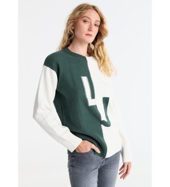 Jersey Intarsia LJ verde (M), Casual, Algodón, Manga larga