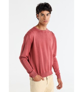 Lois Jeans para hombre. 176673959 Jersey tejido con nervuras rojo (S), Casual, Algodón, Manga larga