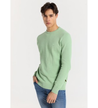 Lois Jeans para hombre. 176583903 Jersey punto burbuja verde (L), Casual, Algodón, Manga larga