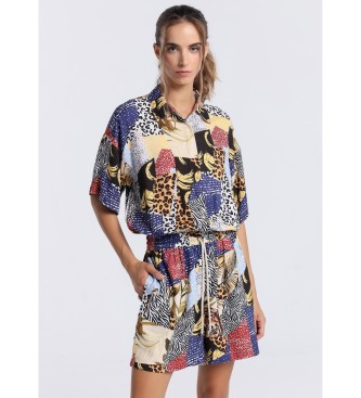 Lois Jeans para mujer. 290252248 Mono corto estampado 133119 multicolor (XS), Casual, Viscosa, Manga corta