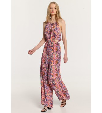 Lois Jeans para mulher. Macac?o com estampado azteca e recortes cor-de