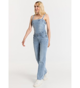 Lois Jeans para mujer. 290362610 Mono vaquero recto de tirantes - Tiro corto azul (36), Casual, Algodón, Denim, Sin mangas / Tirantes