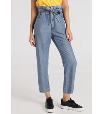 Lois Jeans para mujer. 208052735 LOIS JEANS - Pantalon - Tejido tencel | Paper Bag fit - Tiro Baggy | Tallaje en Pulgadas azul (33), Casual,