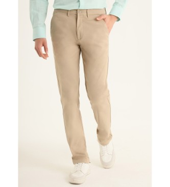 Lois Jeans para hombre. 102103880 Pantalones chino regular - Caja media cuatro bolsillos beige (42), Casual, Algodón, Clásico