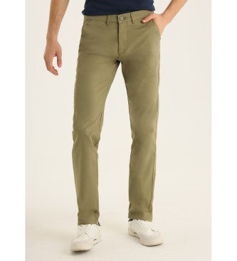 Pantalones chino regular - Caja media cuatro bolsillos (36), Casual, Verde, Algodón, Clásico