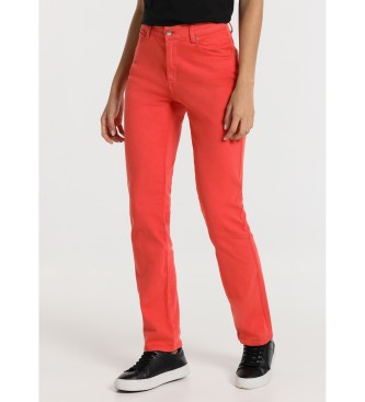Lois Jeans para mujer. 201042342 Pantalones color straight - Tiro Corto 5 bolsillos rojo (28), Casual, Algodón
