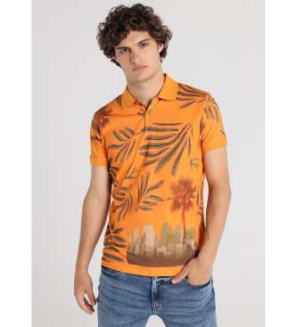 Lois Jeans para hombre. 132903042 Polo Estampado Scenic naranja (XL), Casual, Algodón, Manga corta