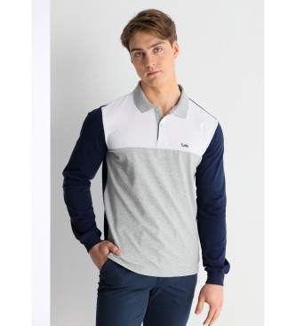 Lois Jeans para hombre. 132783998 Polo de manga larga tricolor con logo gris (S), Casual, Algodón