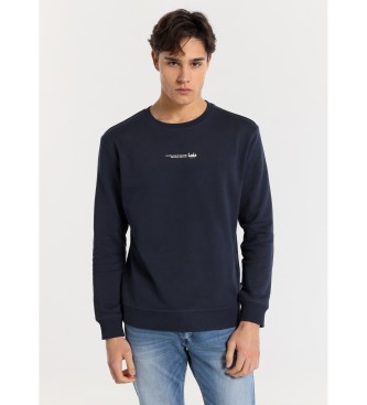 Lois Jeans para hombre. 165773867 Sudadera basica cuello caja con texto impreso en el pecho marino (S), Casual, Algodón, Manga larga