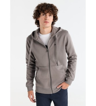 Lois Jeans para hombre. 164483023 Sudadera básica con capucha cierre cremallera gris (M), Casual, Algodón, Manga larga