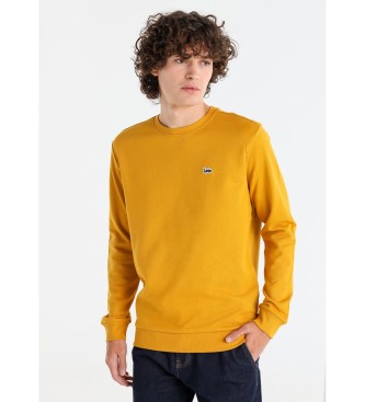 Lois Jeans para hombre. 166003996 Sudadera básica con logo amarillo (L), Casual, Algodón, Manga larga
