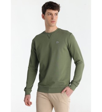 Lois Jeans para hombre. 166043024 Sudadera sin capucha verde (3XL), Casual, Algodón