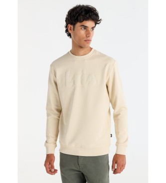 Lois Jeans para hombre. 165673397 Sudadera básica logo puff print beige (M), Casual, Algodón, Manga larga