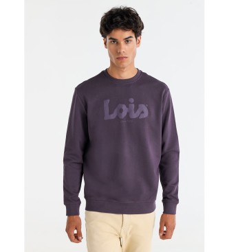 Lois Jeans para hombre. 165673397 Sudadera básica logo puff print lila (3XL), Casual, Algodón, Manga larga