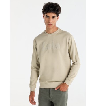 Lois Jeans para hombre. 165673397 Sudadera básica logo puff print beige (S), Casual, Algodón, Manga larga