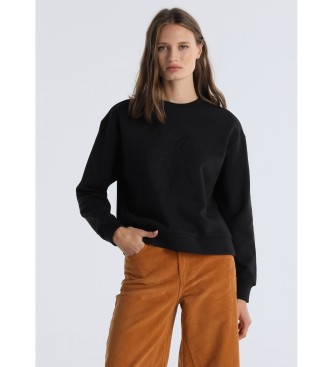 Lois Jeansvoor vrouwen. 464713452 Sweater Leane Medaille grijs (XS), Zwart, Casual, Katoen