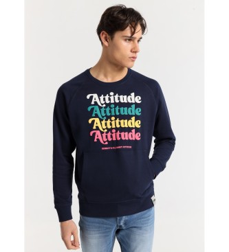 Lois Jeans para hombre. 165803869 Sudadera cuello caja con bolsillo canguro marino (L), Casual, Algodón, Manga larga