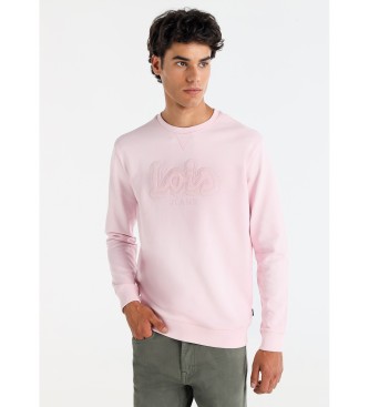 Lois Jeans para hombre. 165863921 Sudadera con logo bordado en el pecho rosa (XL), Casual, Algodón, Manga larga