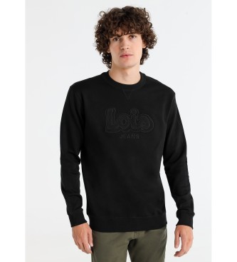 Lois Jeans para hombre. 165863921 Sudadera con logo bordado en el pecho negro (S), Casual, Algodón, Manga larga