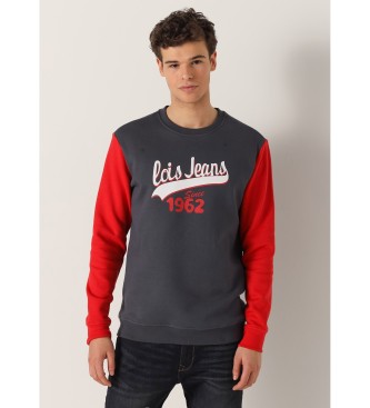 Lois para homem. Camisola de gola redonda com mangas cinzentas contras