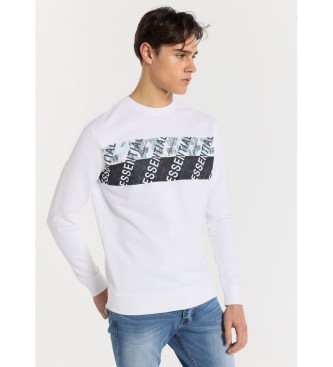 Lois Jeans para hombre. 165763838 Sudadera cuello caja franja grafica essential blanco (XL), Casual, Algodón, Manga larga