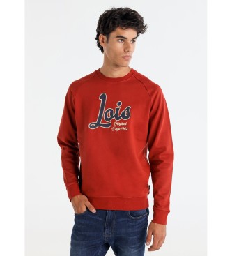 Lois Jeans para hombre. 165903949 Sudadera logo vintage rojo (S), Casual, Algodón, Manga larga